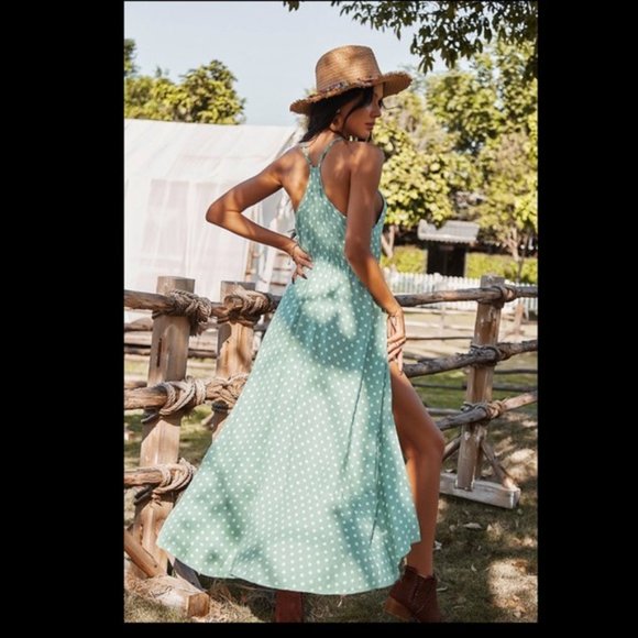 💛 POLKA DOT MAXI WRAP DRESS 💛 - Picture 2 of 2